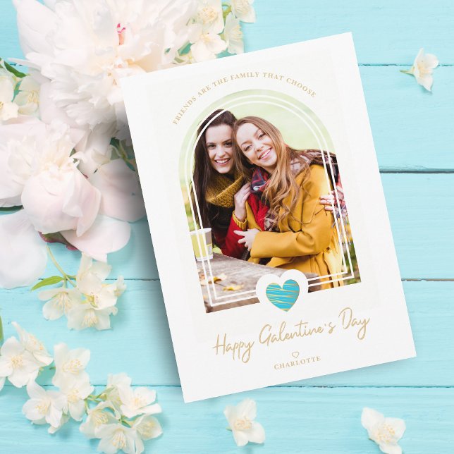 Tarjeta Efecto Arch Blue Heart Friends Happy Galentine (Subido por el creador)