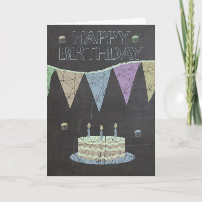 Tarjeta Efecto del tablero de Chalk a la moda, con pastel (Anverso)