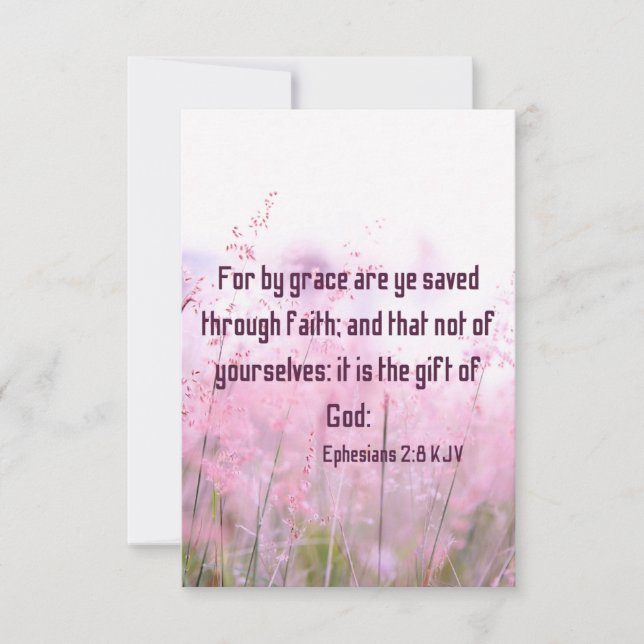 Tarjeta Efesianos 2:8 KJV Biblia Scripting Fic Saludo (Anverso)