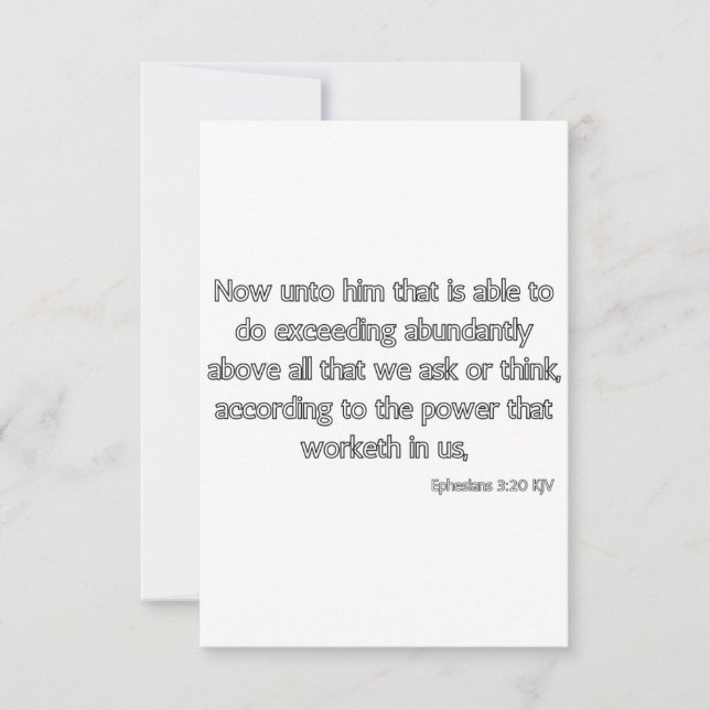 Tarjeta Efesianos 3:20 KJV Biblia Verse Flat Greeting (Anverso)