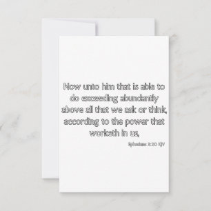 Tarjeta Efesianos 3:20 KJV Biblia Verse Flat Greeting