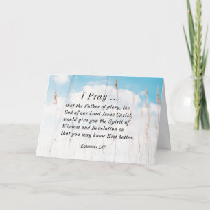 Tarjeta Efesios 1:17 Oración bíblica por revelación de sab