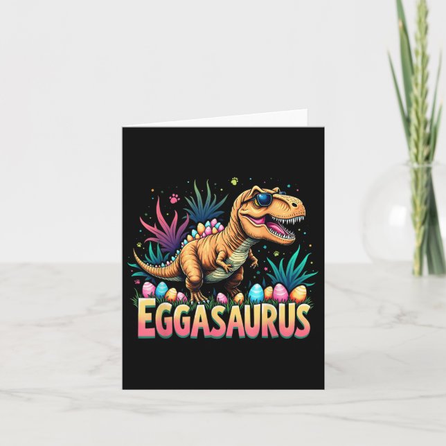 Tarjeta Eggasaurus Pascua Estegosaurus Dinosaurios Niños T (Anverso)