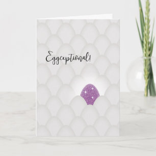 Tarjeta ¡Eggcepcional! Huevo de Purpurina Morada Felicidad