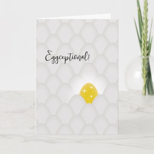Tarjeta Eggceptional! Yellow Glitter Egg Congratulations (Anverso)