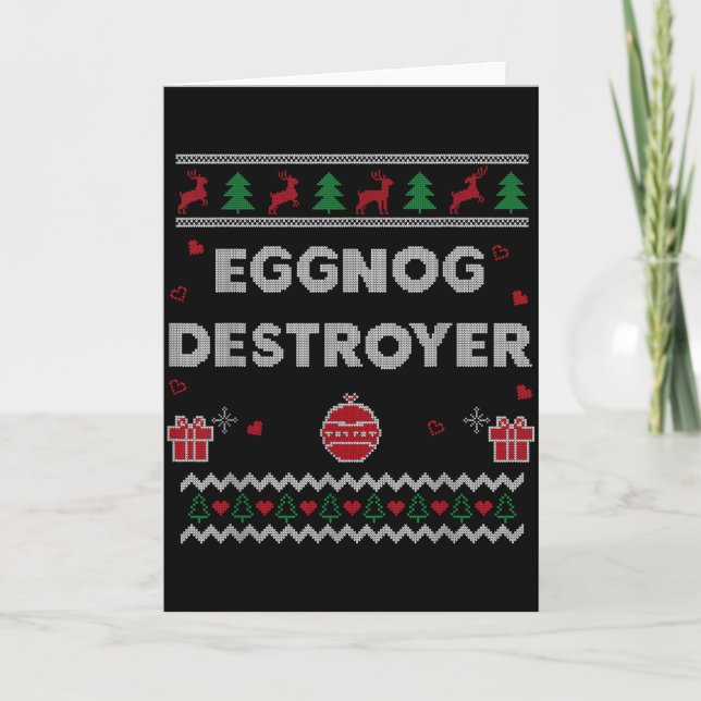 Tarjeta Eggnog Lover Funny Ugly Christmas Style Xmas Gift  (Anverso)