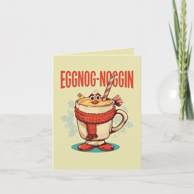 Tarjeta Eggnog-noggin – Funny Christmas Eggnog Pun  (Anverso)