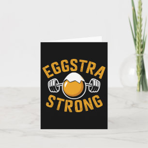 Tarjeta Eggstra Strong Funny Egg Protein Bodybuilding Pun