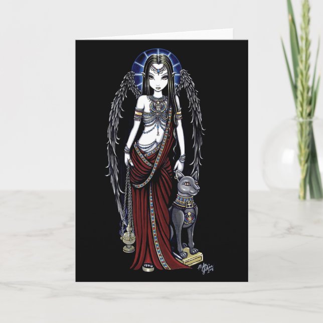 Tarjeta egipcia de Bastet del ángel de Nefertari (Anverso)