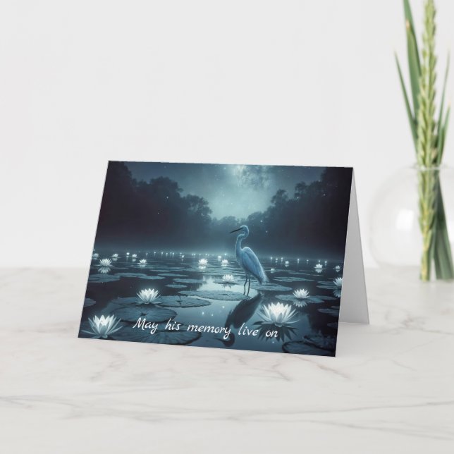 Tarjeta Egret blanco con compasión por los lirios de agua (Anverso)