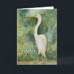 Tarjeta Egret white bird wilderness Brother Birthday Card<br><div class="desc">Tarjeta de cumpleaños Egret, ave blanca de la vida salvaje. Título: "Orgullosa" Pintura acuarela de un ecologista. Este diseño fue una inspiración de uno de nuestros viajes a Costa Rica que nos hospedábamos en Playa Los Suenos y decidimos explorar por aquí nunca la Herradura, una hermosa zona exuberante y popular...</div>