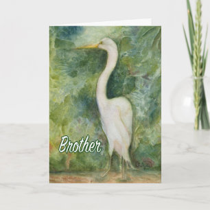 Tarjeta Egret white bird wilderness Brother Birthday Card