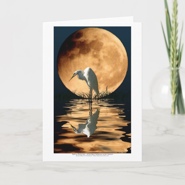 Tarjeta Egret y Saludo-tarjeta de oro del arte de la fauna (Anverso)