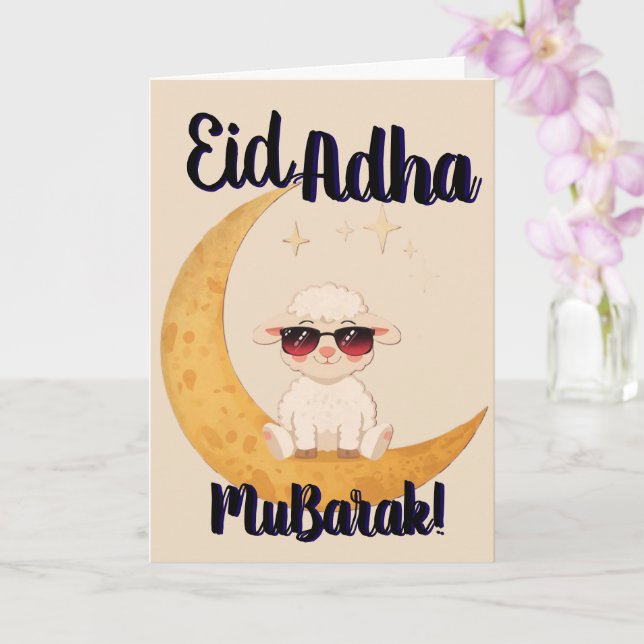 Tarjeta Eid Al Adha Mubarak Cute Sheep Greeting Card  (Orquídea)