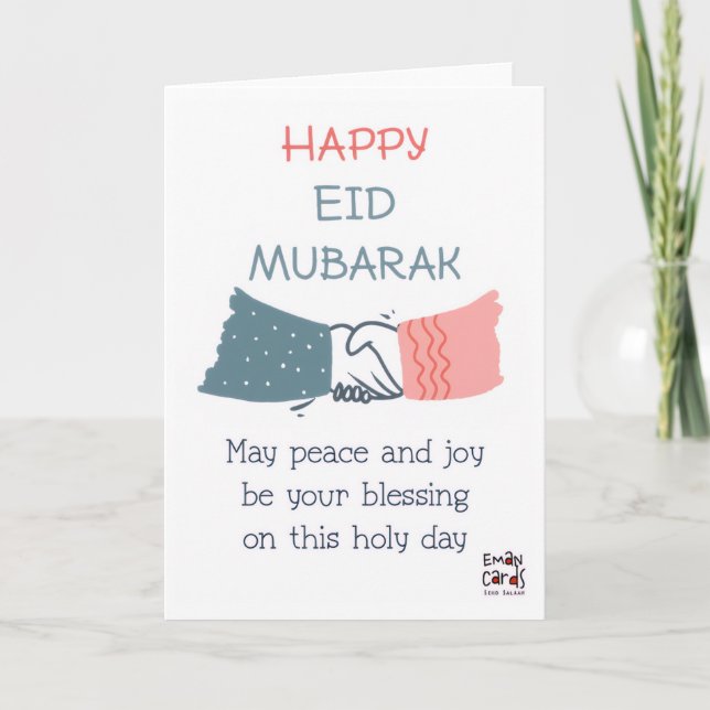 Tarjeta Eid feliz - Apretón de manos (Anverso)