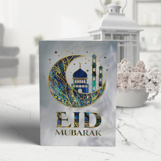 Tarjeta Eid Mubarak - Abalone Shell, Pearl y Gold