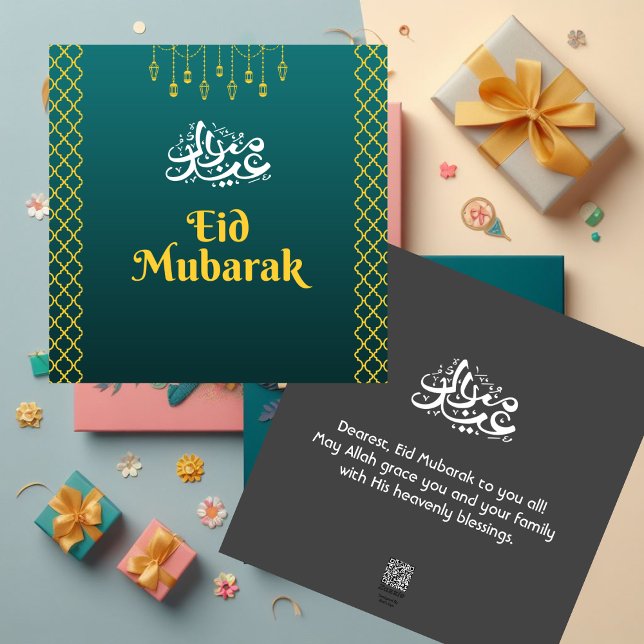 Tarjeta Eid Mubarak Amarillo Verde. (Subido por el creador)