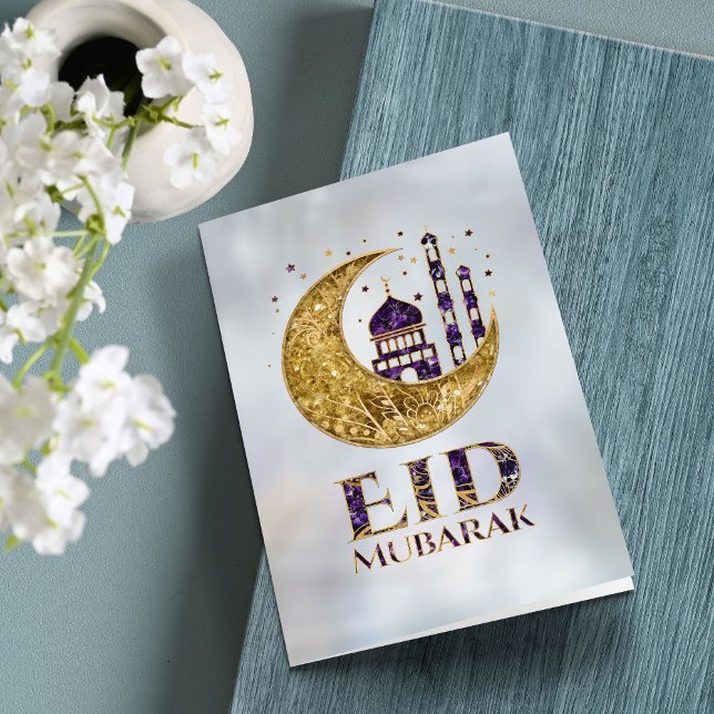 Tarjeta Eid Mubarak — Amethyst, Pearl y Gold (Subido por el creador)