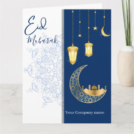 Tarjeta Eid Mubarak /Custom Company Name blue Greeting