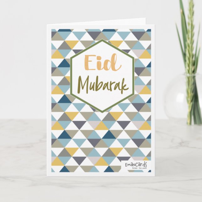 Tarjeta Eid Mubarak - Diseño Geométrico (Anverso)