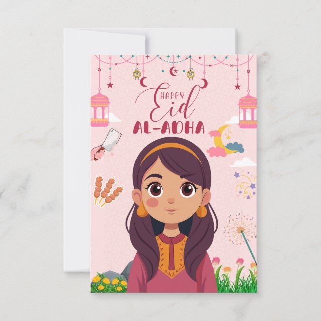Tarjeta Eid Mubarak para Chica (Anverso)