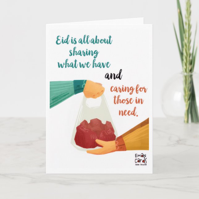 Tarjeta Eid ul Adha Mubarak - Compartir carne (Anverso)