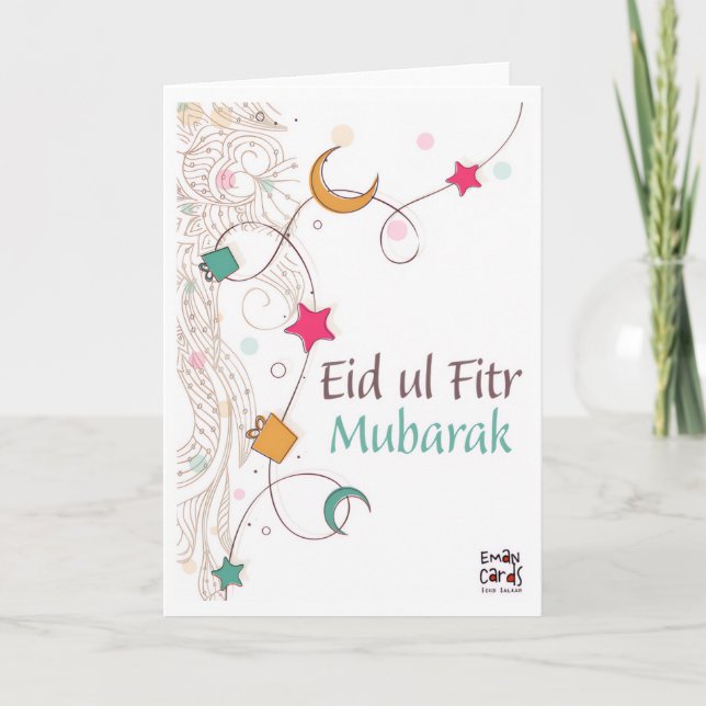 Tarjeta Eid ul Fitr Mubarak - Elegante (Anverso)