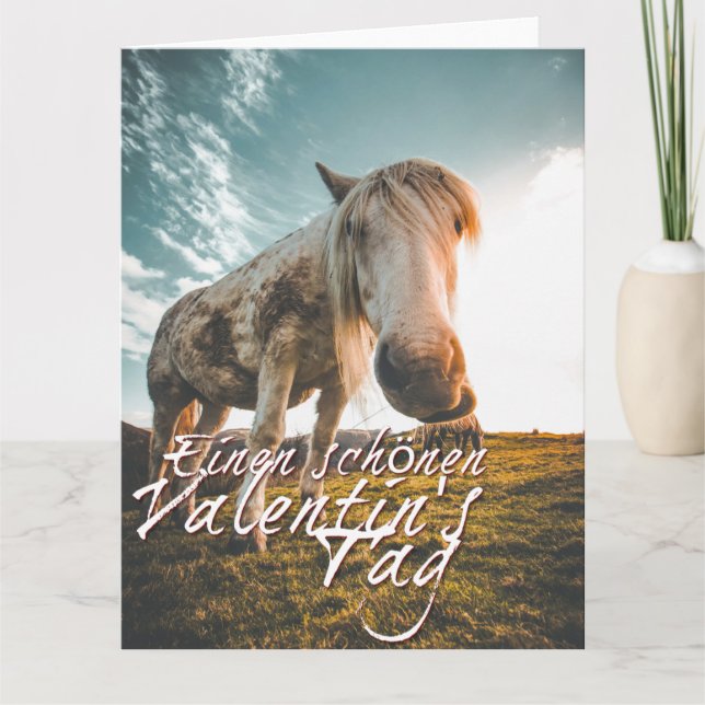 Tarjeta Einen schönen Valentinstag mit schauendem Pferd (Anverso)