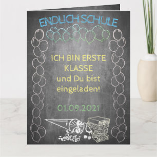 Tarjeta Einladungskarte zur Einschulung im Tafelstil
