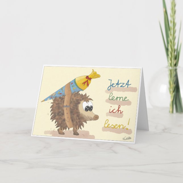 Tarjeta Einschulungskarte – liebevoll handgezeichnet (Anverso)