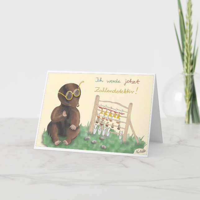 Tarjeta Einschulungskarte – liebevoll handgezeichnet Junge (Anverso)
