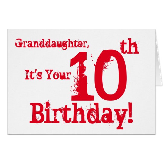 Tarjeta El 10mo cumpleaños de la nieta en rojo