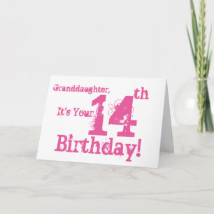 Tarjeta El 14to cumpleaños de la nieta en rosa