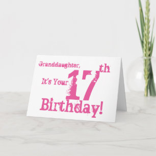 Tarjeta El 17mo cumpleaños de la nieta en rosa