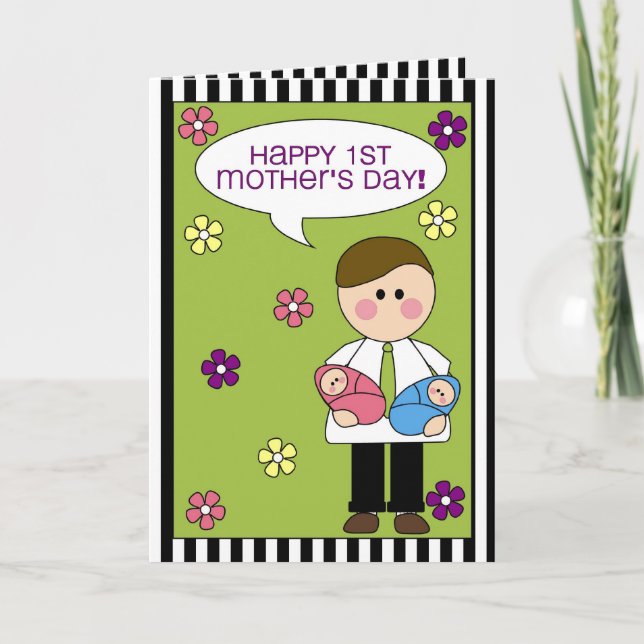 Tarjeta el 1r día de madre feliz (gemelos) (Anverso)