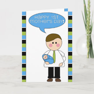 Tarjeta el 1r día de madre feliz (padre/bebé)