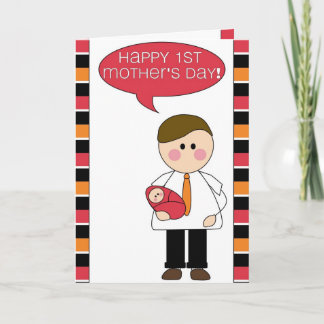 Tarjeta el 1r día de madre feliz (padre/niña)