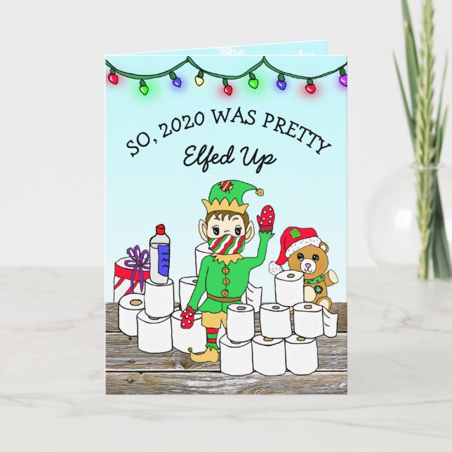 Tarjeta El 2020 fue Elfantado, Feliz Navidad Gracioso Elf (Anverso)