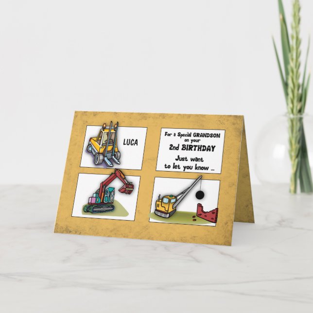 Tarjeta El 2do cumpleaños del nieto personaliza los (Anverso)