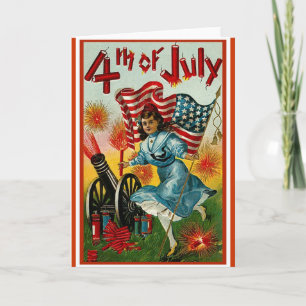 Tarjeta el 4 de julio - arte del vintage