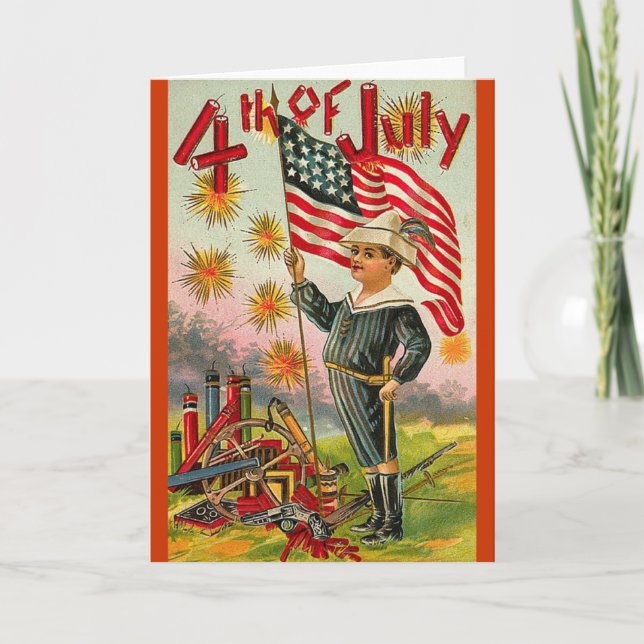 Tarjeta ¡el 4 de julio! Arte del vintage (Anverso)