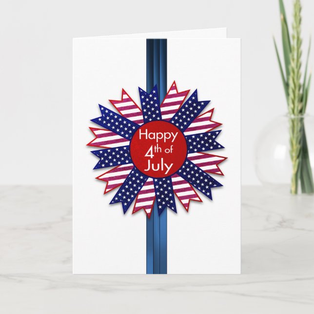 Tarjeta el 4 de julio, cinta de las barras y estrellas, (Anverso)