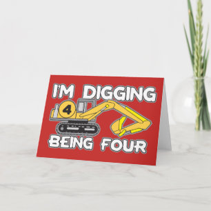 Tarjeta El 4to cumpleaños del niño que estoy cavando