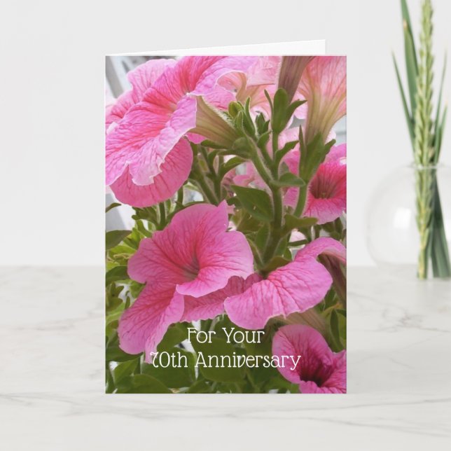 Tarjeta El 70 aniversario Boda personalizado de Petunias (Anverso)