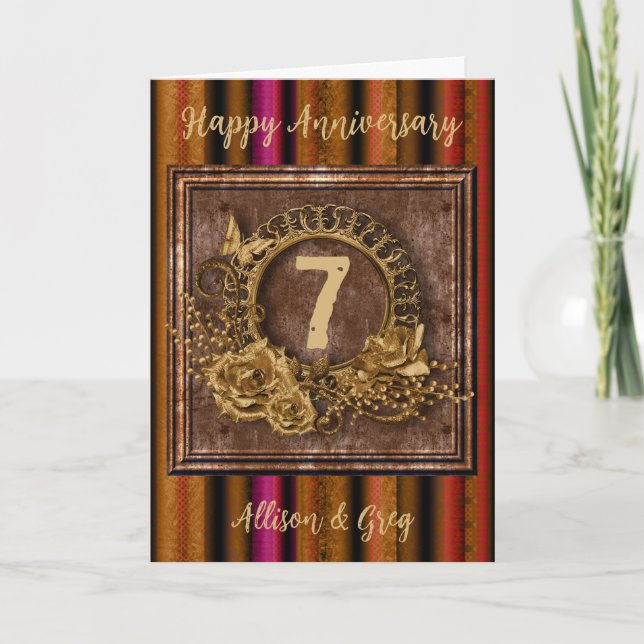 Tarjeta El 7° aniversario del cobre tradicional Keepsake P (Anverso)