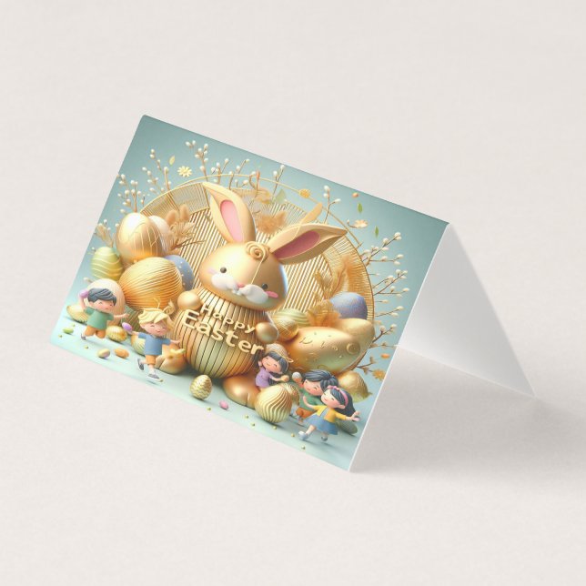 Tarjeta El Abstract Gold Easter Bunny (Anverso)