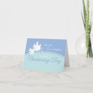 Tarjeta El abuelito Christening Dove en azul
