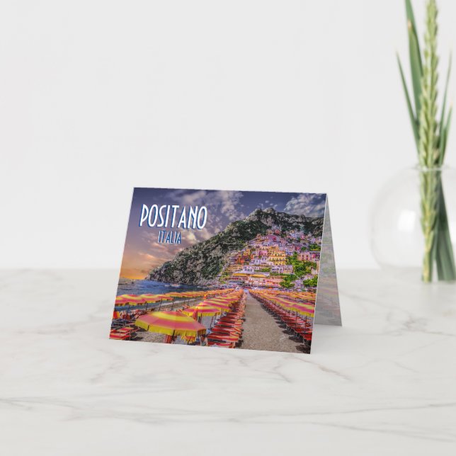 Tarjeta El acantilado de Italia de la playa de Positano se (Anverso)