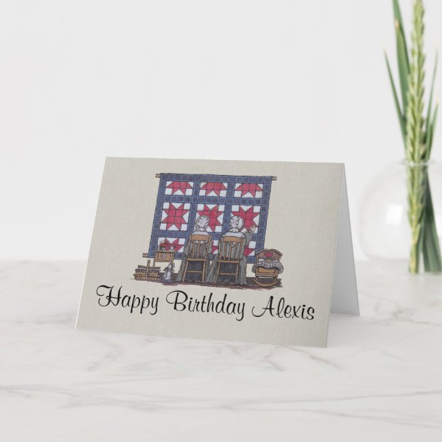 Tarjeta El acolchar de las mujeres de Amish (Anverso)