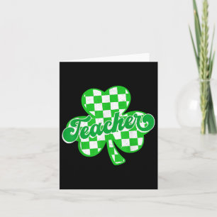 Tarjeta El afortunado profesor Shamrock Checkered St. Patr